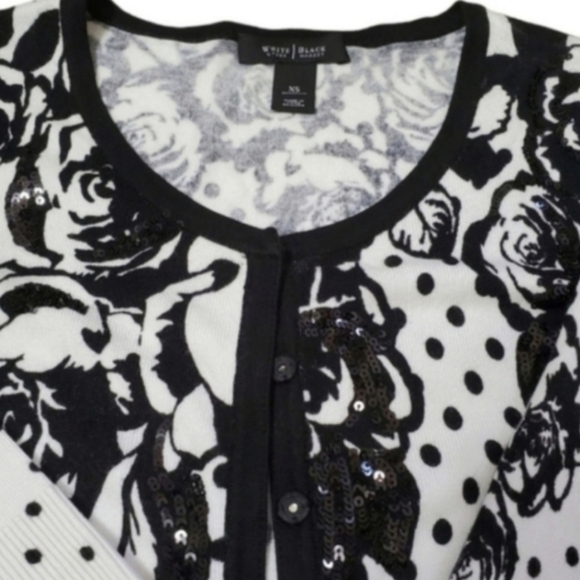 White House Black Market Floral Polka Dot Cardigan Sweater XS - Picture 2 of 7